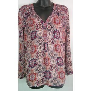 Black Rainn Women's Medium Boho Tunic Top V-neck  Blouse